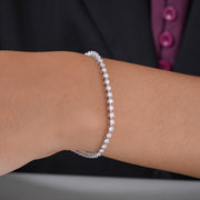 3.74 CTW Round Lab-Grown Diamond Three Prong Tennis Bracelet in 14K White Gold – IGI Certified